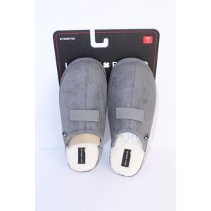 Lucky Brand Mens M 9-10 Quilted Microsuede Gray Clog Slipper Faux Fur Casual New